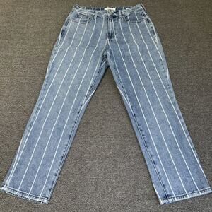 PacSun Mom Jeans Womens 26 Blue White Striped Denim Light Wash Pockets High Rise